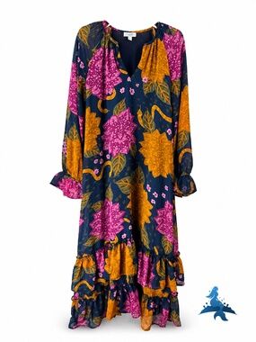 1312 Mud Pie Colleen Maxi Dress – S – Navy Pink Mustard